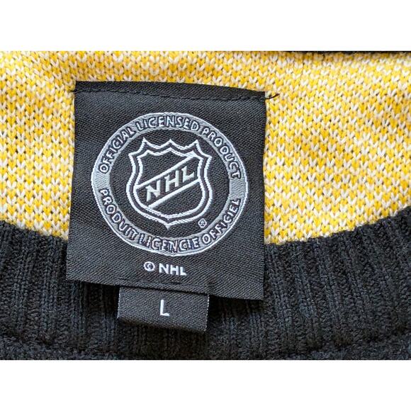 NHL Pittsburgh Penguins Light Up Ugly Christmas Sweater Sz L Black Yellow Snow - Picture 3 of 11